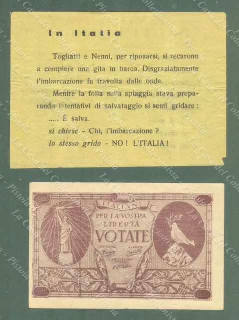 Due biglietti di propaganda politica per le elezione del 1953.
