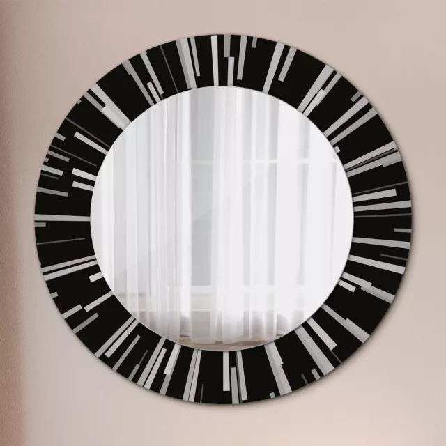 Mural Rond Miroir Avec Cadre en Verre avec Motif Imprimé composition radiale