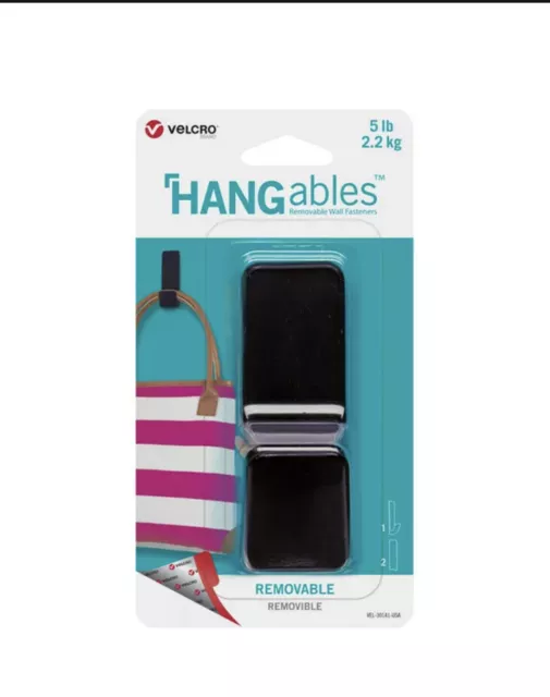 Velcro Brand VEL-30141 Black Plastic Removable Large Wall Hook 5 lbs. HANGables