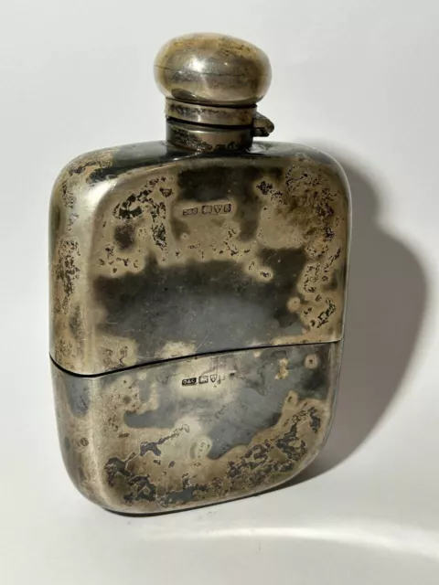 Antique English Sterling Silver Hip Flask from 1912-13 Bulgarian Queen Eleonore