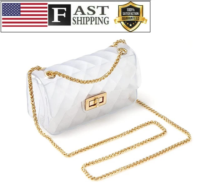 Semi Clear Purse for women, Jelly Purse, Clutch Crossbody Shoulder Bag Fashion