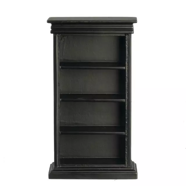 Dolls House Black Wooden Display Shelf Bookcase Miniature Study Furniture 1:12