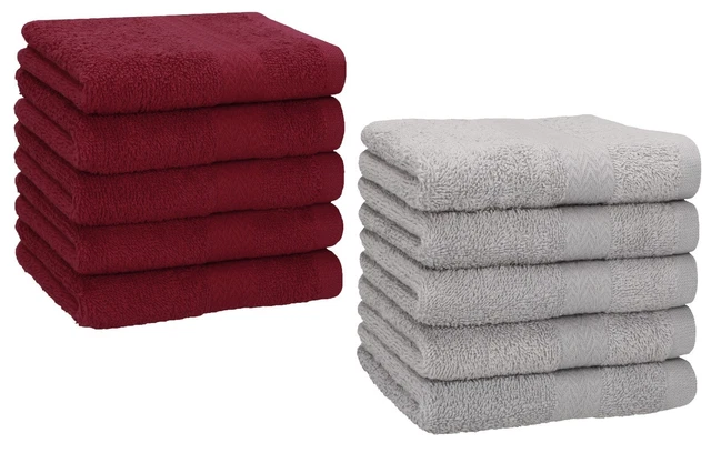 Betz 10 Seiftücher Seiflappen Seiftuch Waschlappen PREMIUM 30x30 rot / grau