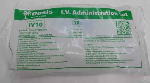 Oasis IV10 I.V. Juego de administración 100" de largo aproximadamente 10 gotas/ML 23 quilates.
