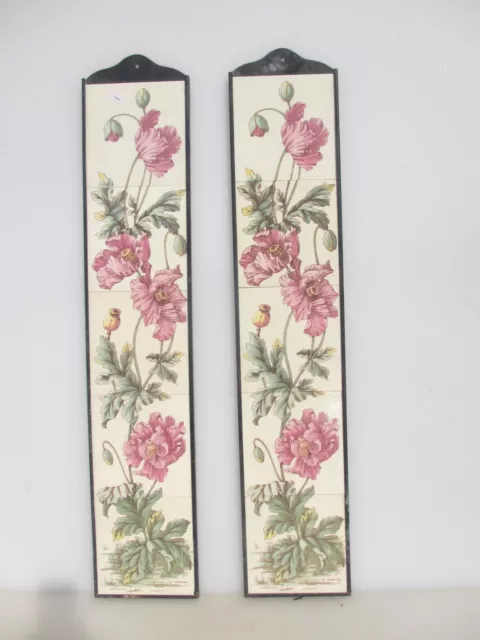 Retro Ceramic Fireplace Tiles Set Old Vintage Tile Nouveau Floral Flowers Poppy