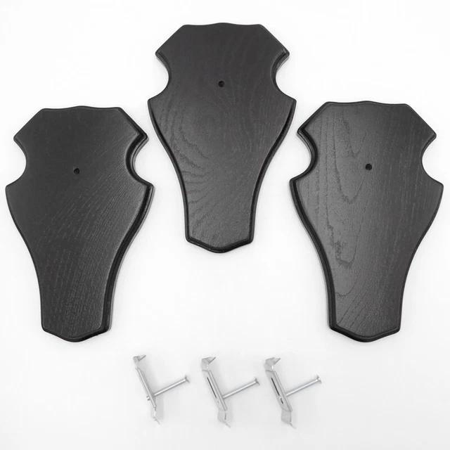 3 Pieza Ciervo Escudo de Trofeo En Roble Oscuro Af 21CM X 13CM Con 3 X Pinzas