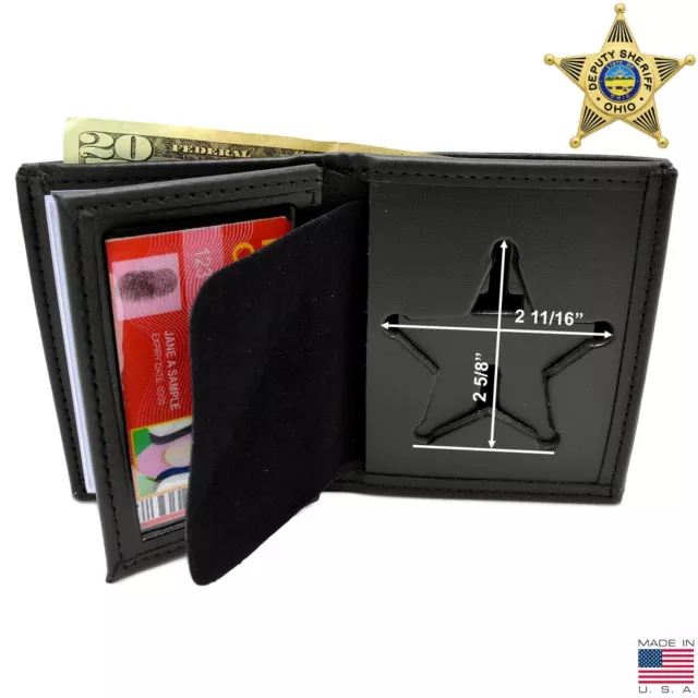PERFECT FIT OHIO Sheriff 5 PT Star Badge Wallet Bifold Leather Mens Police  104 $37.08 - PicClick
