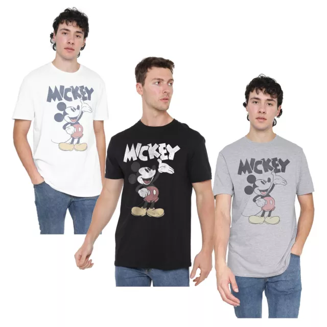 Disney Mens T-Shirt Mickey & Friends Mickey Washout Top Tee S-2XL Official