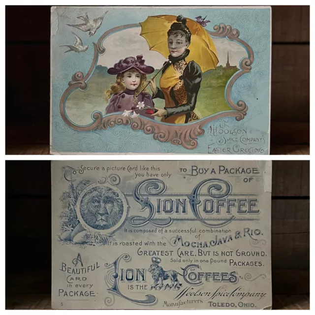 Woolson Spice Co., Lion Coffee Easter Greetings Trade Card