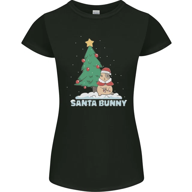Funny Christmas Santa Bunny Womens Petite Cut T-Shirt