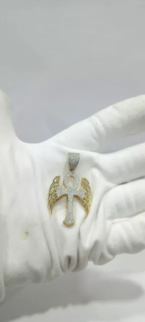 4.50Ct Round Cut Lab Created Diamond Winged Angel Pendant 14K Yellow Gold Plated