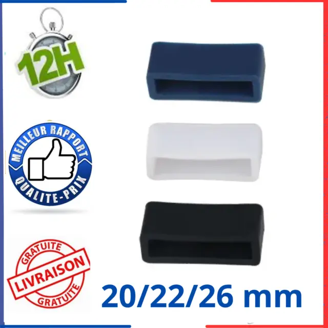 Passant Bracelet De Montre Silicone Pour 20/22/26mm Bande Noir Bleu Blanc