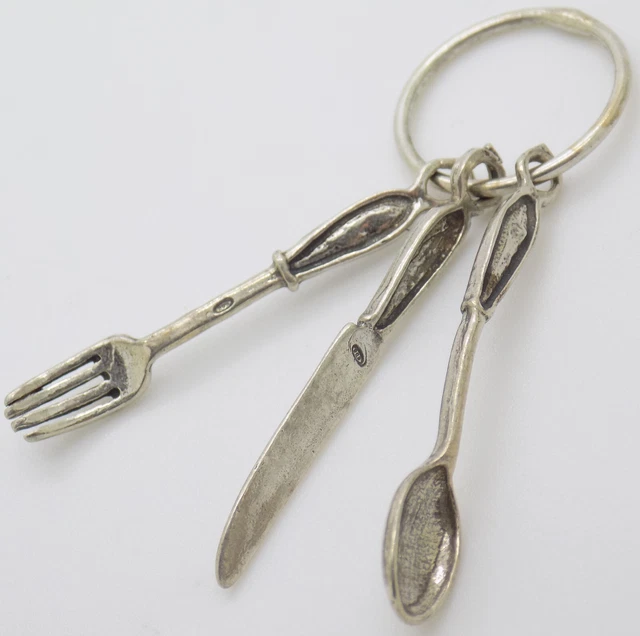 Vintage Italian Handmade Genuine Silver Cutlery Set Dollhouse Miniature Figurine