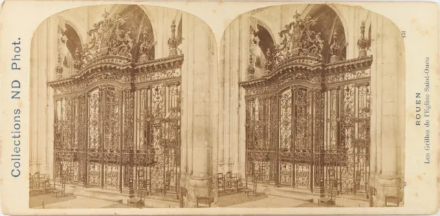 Frankreich Rouen Kirche Saint-Ouen, Foto ND Stereo Vintage Albumin Ca 1875
