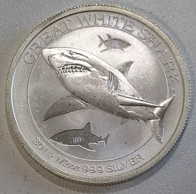 🦈 Great White Shark 🦈 2014 Australian 1/2oz .999 Fine Silver Legal Tender Coin