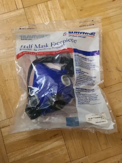 Survivair Half Mask Facepiece Reusable Air Purifying Respirator Size Large - New