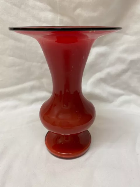 Vintage Czechoslovakian Red Glass Classic Shaped Vase