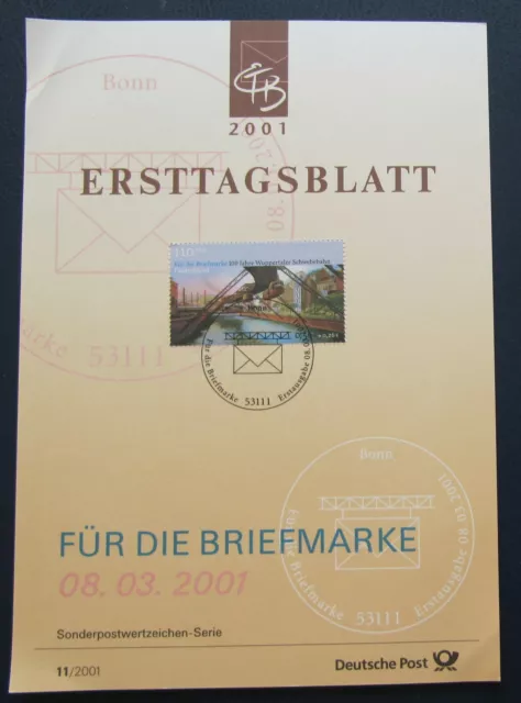 BRD 2001 Ersttagsblatt 100 Jahre Wuppertaler Schwebebahn Mi.2171
