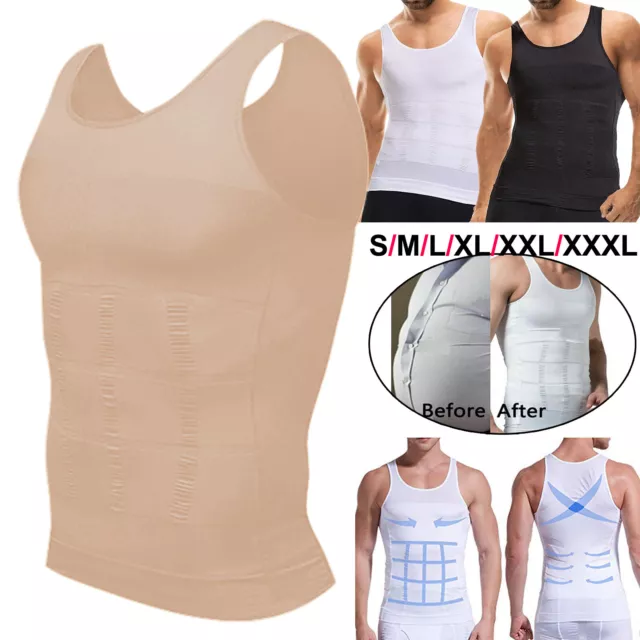 Toptie Men's Slimming Body Shaper Compression Shirt, Shapewear Sculpting  Vest Muscle Tank-White-XXL