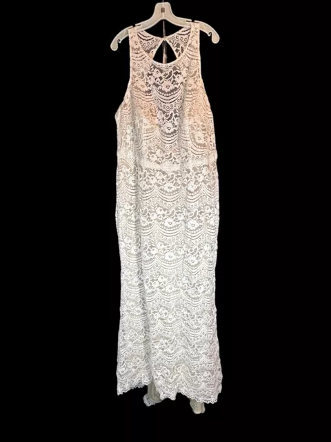 NEW! David’s Bridal Wedding Gown Dress 22W Lace Sleeveless Plunge Country NWT