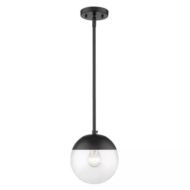 Dixon Small Pendant in Black with Clear Glass and Black Cap