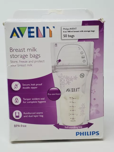 Philips Avent Breast Milk Storage Bags, 6 Ounce, 50 Count