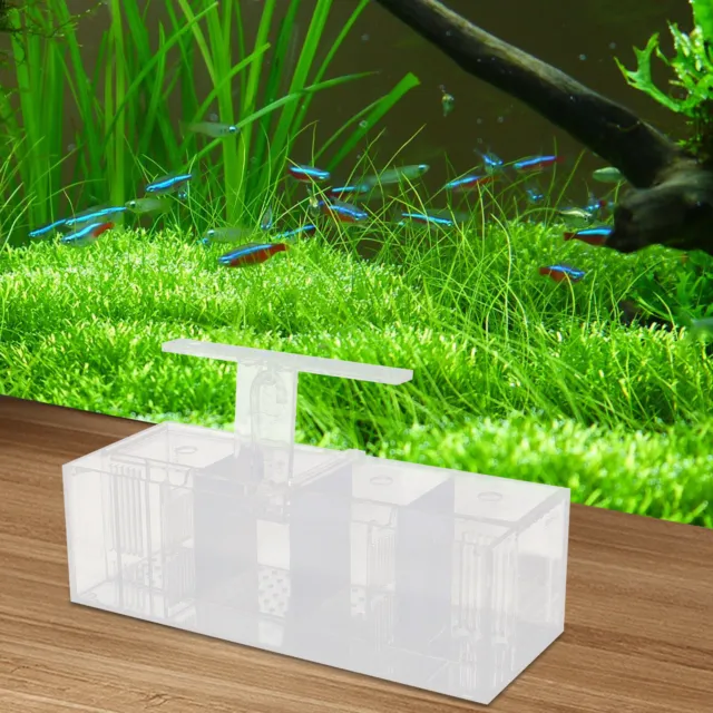 LED Light Aquarium Acrylic 4 Grids Betta Fish Tank Isolation Box w/ Pump NEW!