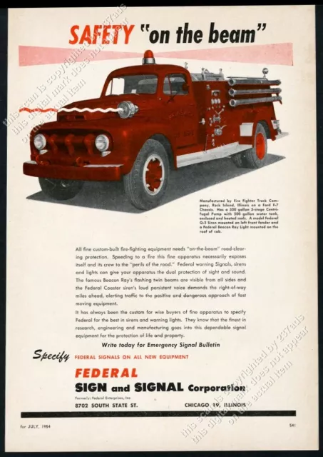 1954 Brunswick Missouri fire engine Fire Fighter truck photo Federal Signal ad