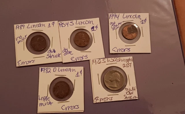 Us Error Coins lot dated 1945-1994. Wheat Penny Lot
