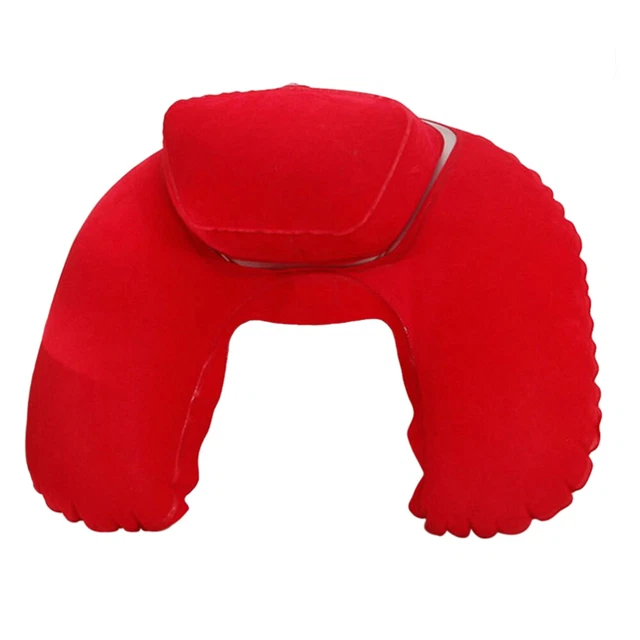 Portable Travel Inflatable Neck Pillow U Shape Blow Up Neck Cushion PVC Flocking