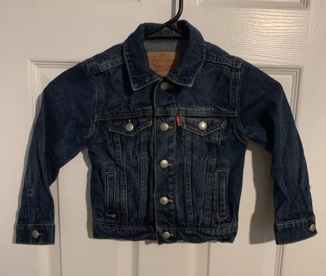 Levis Trucker Denim Jean Jacket Size 3T Snap Front Toddler Kid Unisex Jacket