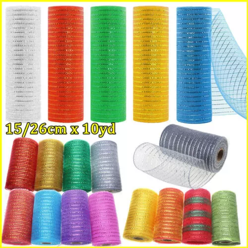 14 Colours Available Deco Mesh Rolls 15Cm X 10Yd Roll for Wreaths Swags Bows NEW