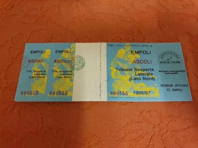 Biglietto Ticket  Calcio Stadio Empoli Ascoli 1986/87
