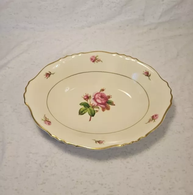 Vintage Federal Shape Syracuse China Victoria Rose Gold Trimmed Serving Bowl