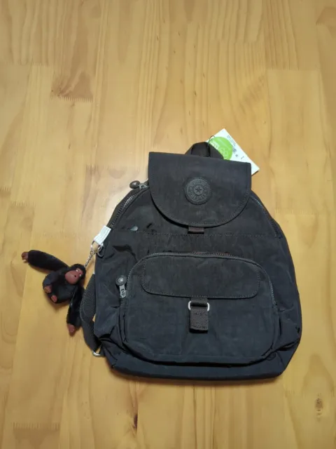 Kipling BLACK Tonal Queenie Small Nylon Monkey Backpack NWT $99