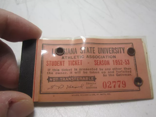 1952-53 LSU ATHLETIC ASSOCIATION STUDENT TICKET BOOK w/TICKETS BOB PETTIT FINAL4