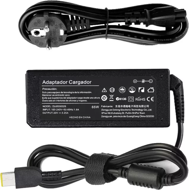 Caricatore 65w per Lenovo PC Portatile Adattatore Caricabatterie 20V 3.25A