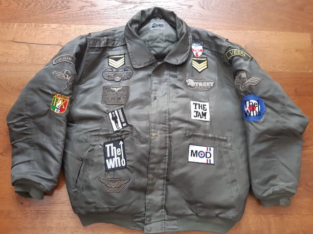 Vintage Ma2 flight jacket CWU scooter patches Mods Vespa Skins alpha 2Tone Ska