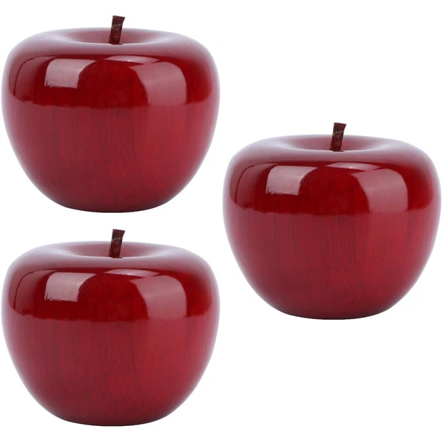 3 piezas Adornos Decorativos Colgantes Madera Artesanía Frutas Artificiales Manzanas