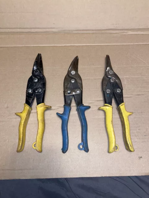 Vintage Lot Of 3 Wiss Metal Cutting Pliers Tin Snips M1/M3 USA Made Shears