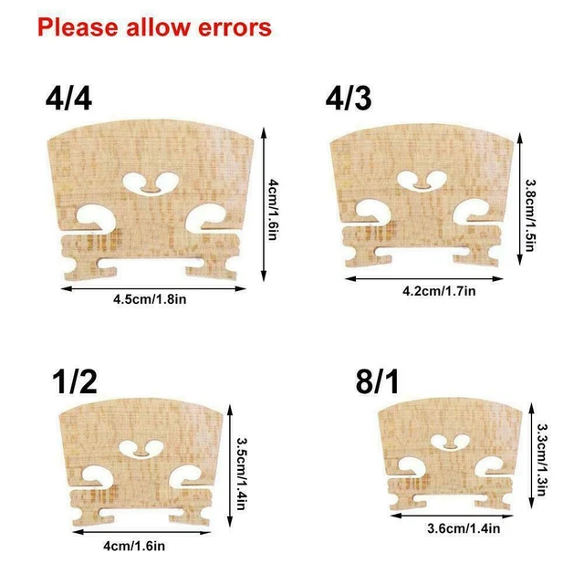 4Pcs Violin Bridges Fiddle Maple Wood For Instrument Strings Parts Size