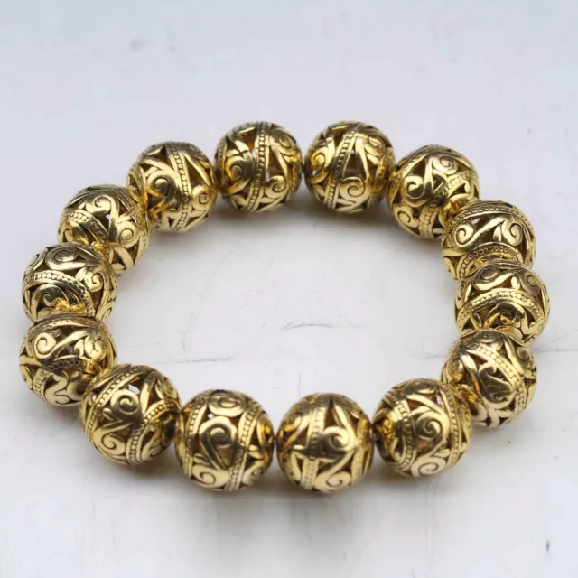 China Tibetan silver gilt Hand Carved Hollow out small ball Bracelet