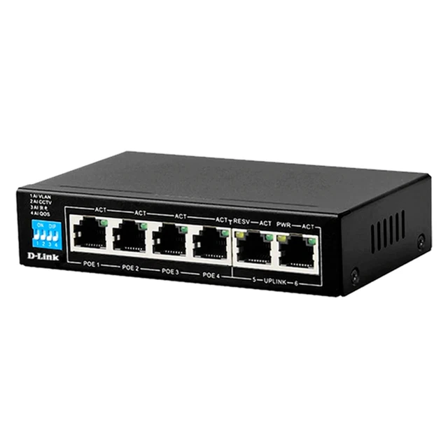 D-Link DES-F1006P-E 6-Port 10/100Mbps PoE Switch with 4 Long Reach PoE Ports