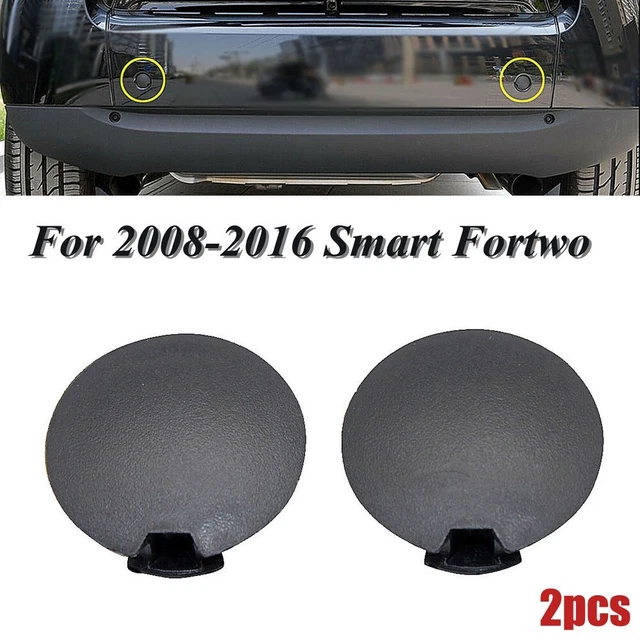 2 Tappi Copri Occhiello Traino Paraurti Per Smart Fortwo 451, 2007-2015, Neri, Aftermarket - 2