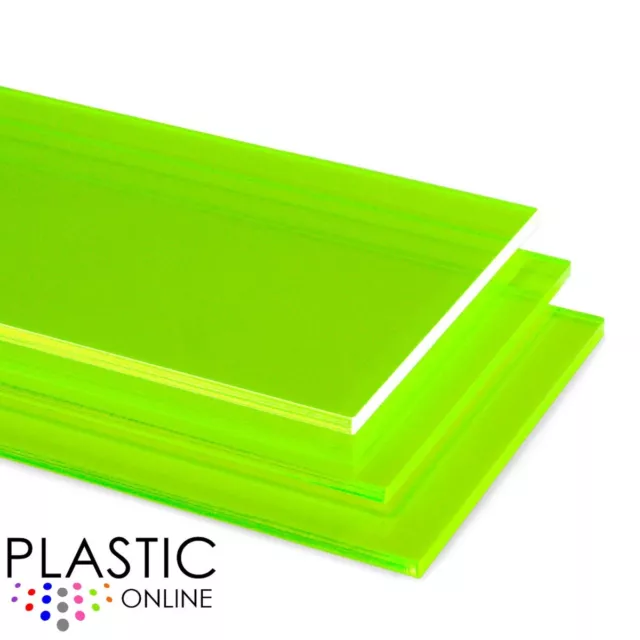 Acid Green Fluorescent Perspex Acrylic Sheet Colour Plastic Panel Cut to Size