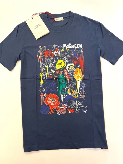 T-Shirt Uomo Alexander Mcqueen Logo Navy Multiolor