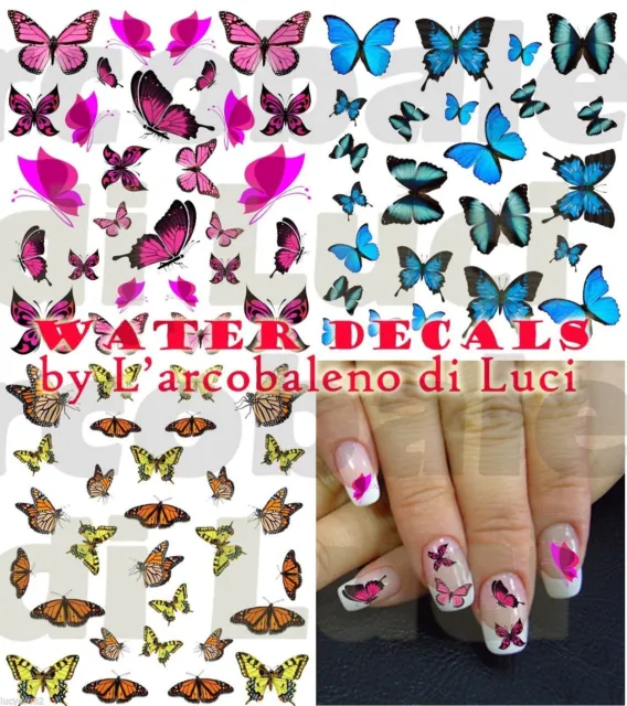 Water Decals Farfalle Butterflies Stickers Unghie Nail Art Adesivi Tattoo Decal