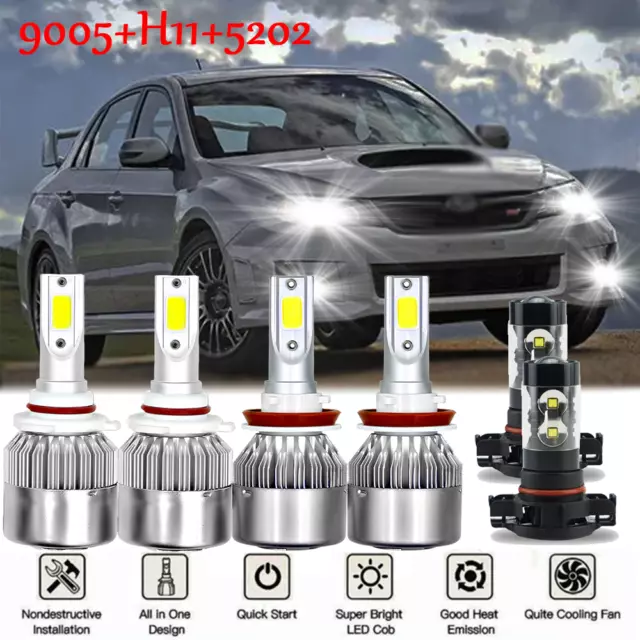 6x Combo 6000K LED Headlight High Low + Fog Bulbs For Subaru Impreza 2012-2014