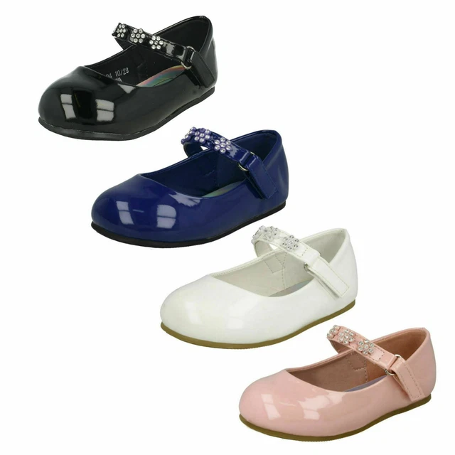 Ragazze SPOT ON Rip Nastro Ballerine Piatte con Fiore Strass Cinturino: H2R487