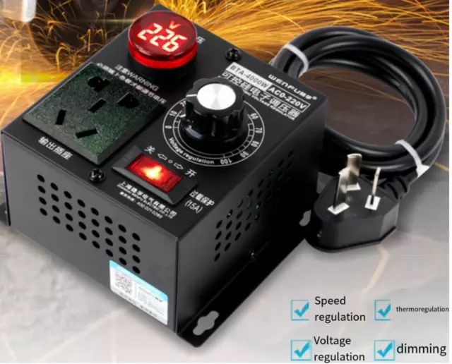 AC 220V 4000W Thyristor Electronic Voltage Regulator Motor FAN Speed Controller